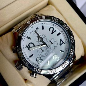 Nixon 51-30 Chrono Watch in Silver with a White Face